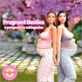 Sims 4 Female Sim Mod: Pregnant Besties Posepack (Featured)