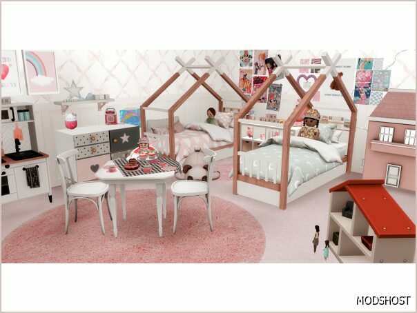 Sims 4 Interior Mod: Twin Girls' Bedroom (Featured)