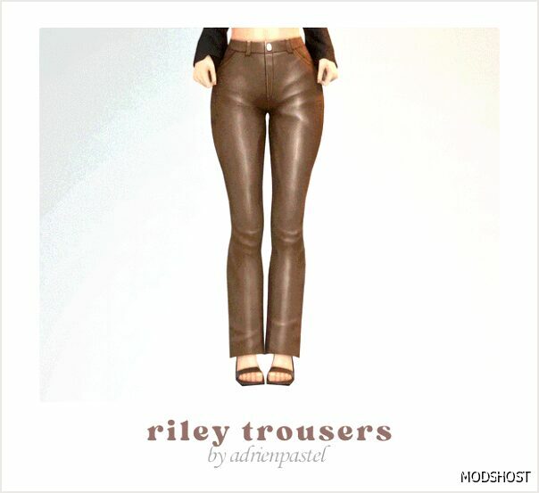 Sims 4 Teen Clothes Mod: 📑 Riley Leather Trousers (Updated) (Featured)