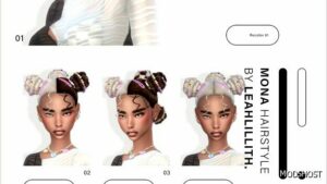 Sims 4 Female Mod: Mona Hairstyle + Accessories (Image #2)