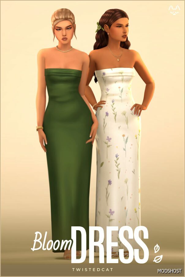 Sims 4 Dress Clothes Mod: Bloom Dress (Featured)