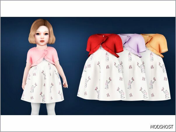 Sims 4 Dress Clothes Mod: with Elephant Pattern and Bolero (Featured)