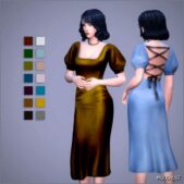 Sims 4 Female Clothes Mod: Eloise Velvet Dress (Featured)