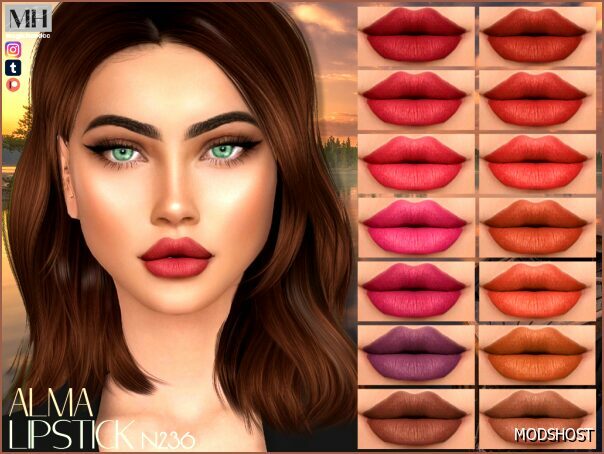 Sims 4 Female Makeup Mod: Alma Lipstick N236 (Featured)