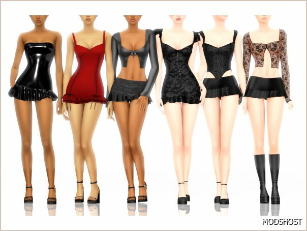 Sims 4 Female Clothes Mod: B0T0Xbrat Vampira SET (Featured)