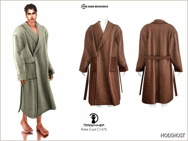 Sims 4 Male Clothes Mod: Robe Coat C1475 (Featured)