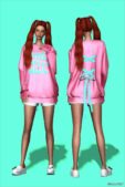 Sims 4 Female Clothes Mod: Sweatshirt W Lace-Up Back (Image #2)