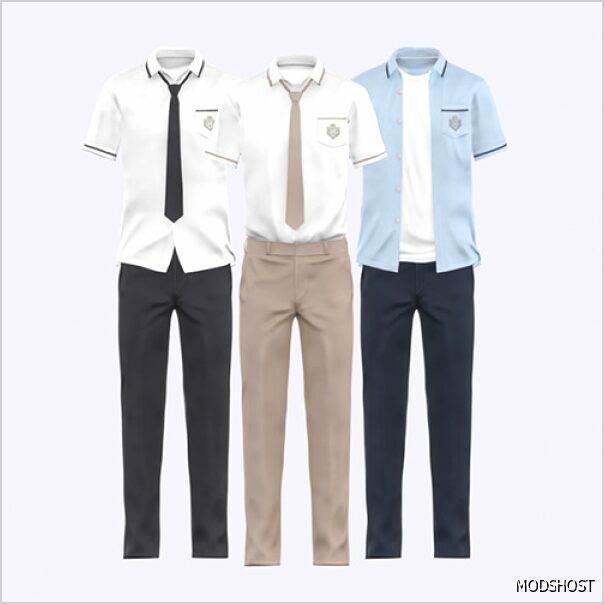 Sims 4 Male Clothes Mod: Noru AM Summer School Uniform (Featured)