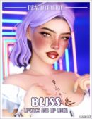 Sims 4 Lipstick Makeup Mod: Bliss Lipstick and LIP Liner : by Peachyfaerie (Image #2)