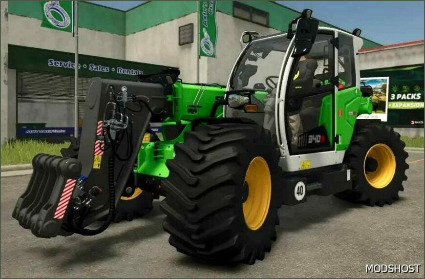 FS25 Telehandler Mod: Sennebogen 340G Wide Tires + Color Rims/Chassis (Featured)