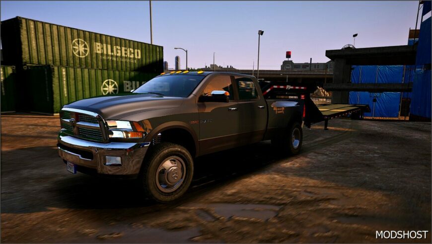 GTA 5 Dodge Vehicle Mod: 2010 Dodge RAM 3500 & PJ Gooseneck Trailer Add-On / Replace V2.1 (Featured)