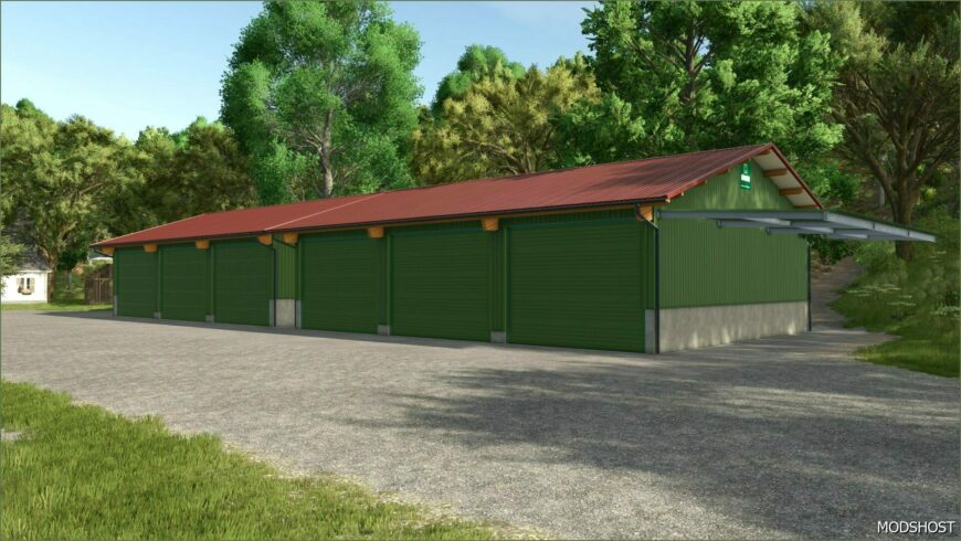 FS25 Building Mod: Small Hormann Garage with Roof Extension (Featured)