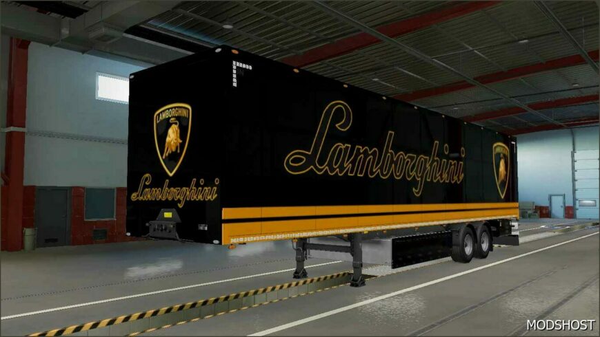 ETS2 Lamborghini Mod: Skin & Mudflap for SCS BOX Trailer V0.1 (Featured)