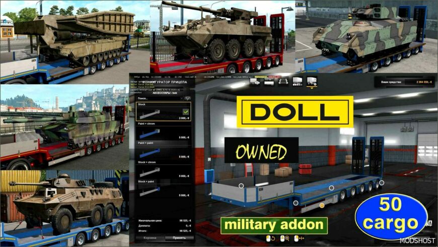 ETS2 Overweight Mod: Military Addon for Ownable Trailer Doll Panther V1.3.18 (Featured)