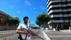 GTA 5 Weapon Mod: MK2 Carbine Rifle Red Camo replace (Image #2)