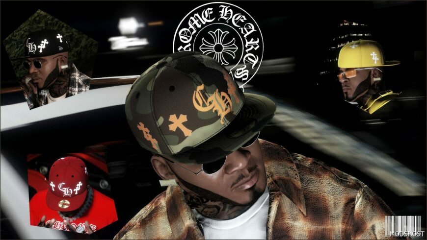 GTA 5 Player Mod: Chrome Hearts HAT for Franklin (Featured)