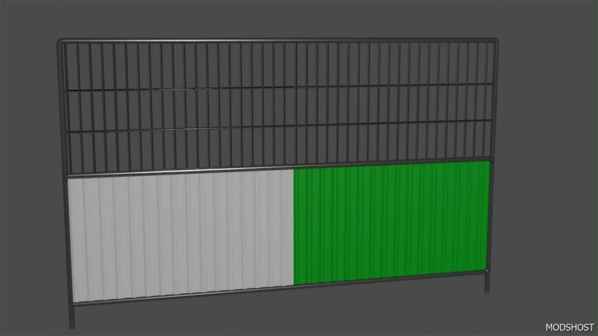 FS25 Prefab Mod: Green and White Construction Site Barrier (Featured)