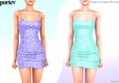 Sims 4 Elder Clothing Mod: Flower Print Strapless Mini Dress (Featured)