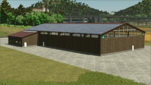 FS25 Building Mod: Large Wood Look Garage with Vehicle Workshop V1.0.0.1 (Image #3)