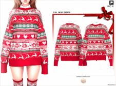 Sims 4 Female Clothing Mod: Snowy Sweater (Featured)