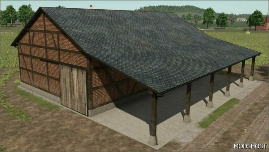 FS25 Building Mod: Half Timbered Barn (Featured)