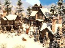 Sims 4 House Mod: Winter Resort (NO CC) (Featured)