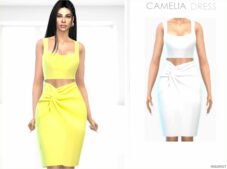 Sims 4 Dress Clothing Mod: Camelia Dress (Featured)