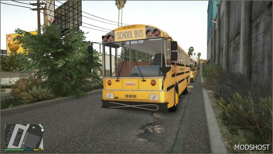 GTA 5 Vehicle Mod: 2001 Thomas MPV School Bus ER Addon ELS V Beta (Featured)