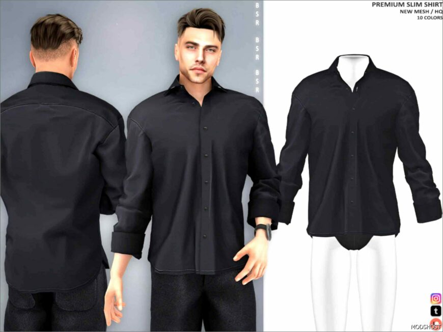 Sims 4 Male Clothing Mod: Premium Slim Shirt (Featured)