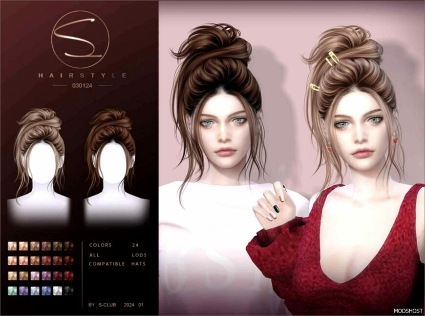 Sims 4 Female Mod: Updo 03012024 Hairstyle (Featured)