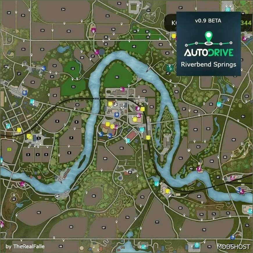 FS25 Mod: Autodrive Course Riverbend Springs by Therealfalle Beta V0.9.0 (Featured)