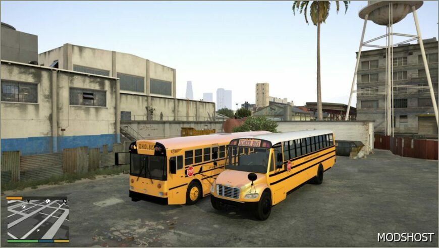 GTA 5 Vehicle Mod: 2006 IC RE300 School Bus Addon ELS V1.5 (Featured)