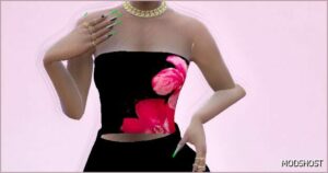 GTA 5 Player Mod: Pretty Floral Tube TOP for MP Female (Featured)