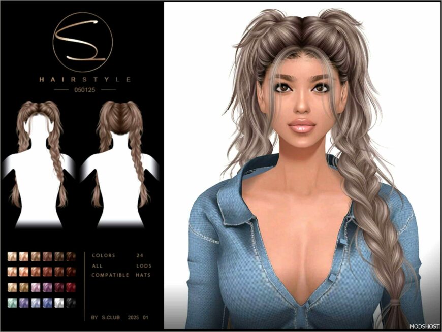 Sims 4 Mod: Double Braid Hairstyle 050125 (Featured)