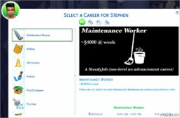 Sims 4 Mod: Steadyjobs (A SET of 25 ONE Level Careers) (Image #2)