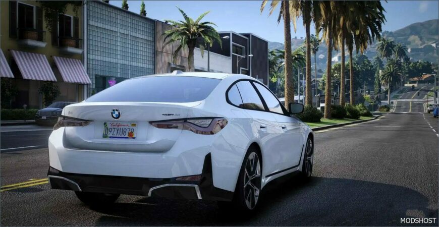 GTA 5 BMW Vehicle Mod: 2022 BMW I4 Gran Coupe Unmarked (Featured)