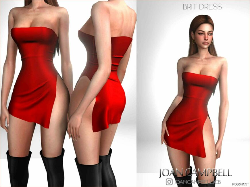 Sims 4 Dress Clothing Mod: Brit Dress (Featured)