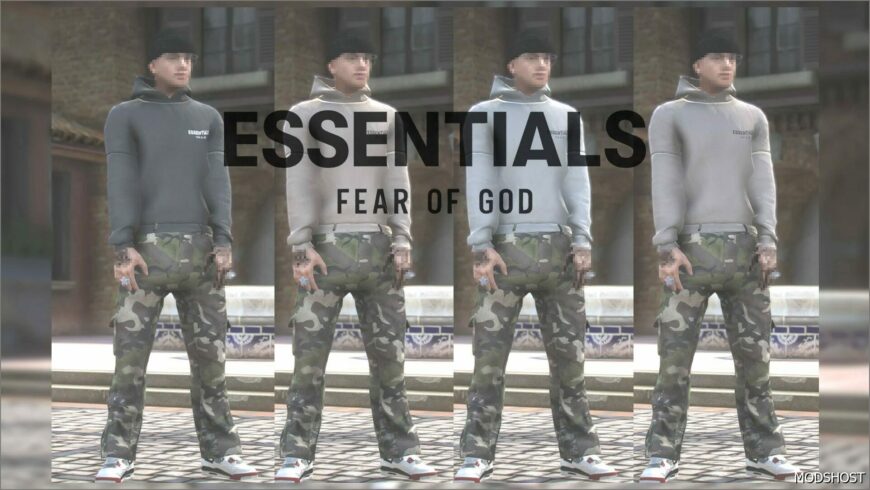 GTA 5 Player Mod: Fear of GOD Essentials Kids Fleece Hoodie but for MP Male (Featured)