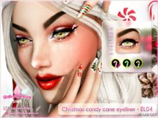 Sims 4 Elder Makeup Mod: Christmas candy cane eyeliner • EL04 (Featured)