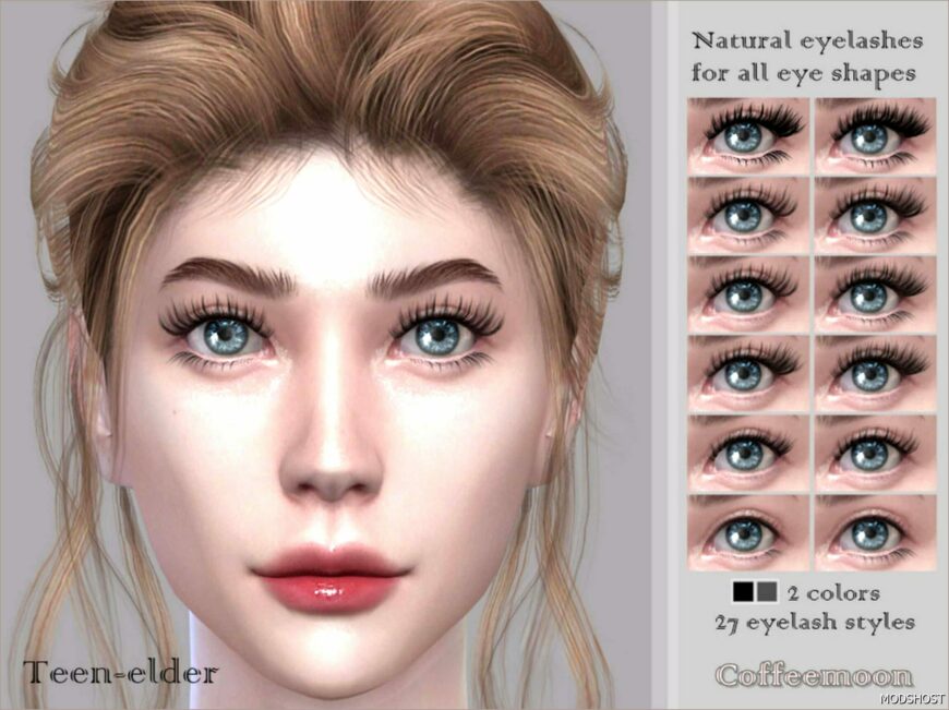 Sims 4 Makeup Mod: Natural Eyelashes for ALL EYE Shapes 3D (teen Elder) (Featured)