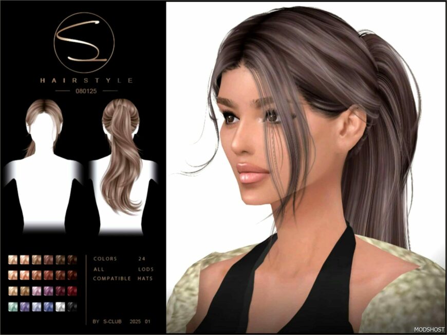 Sims 4 Female Mod: Ponytail Hairstyle 080125 (Featured)