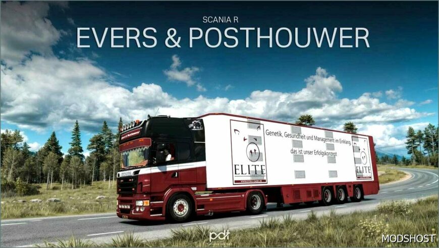 ETS2 Scania Truck Mod: R500 Evers & Posthouwer + Trailer V8.0 1.53 (Featured)