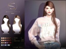 Sims 4 Female Mod: Long Hairstyle 030125 (Featured)