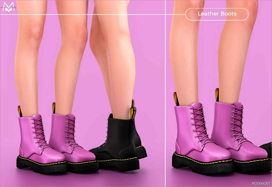 Sims 4 Female Shoe Mod: Leather Boots S471 (female) (Featured)