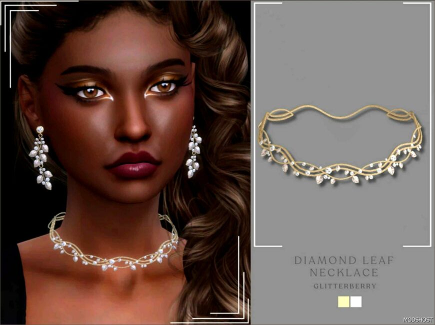 Sims 4 Accessory Mod: Diamond Leaf Necklace (Featured)